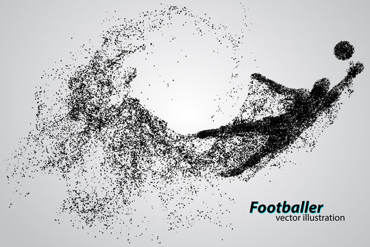 silhouette of a football player from particles