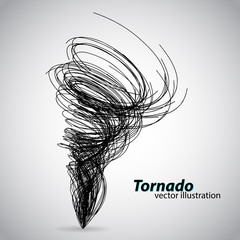 Tornado from curves and spirals. Vector illustration
