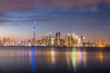 Obraz na płótnie Canvas Toronto Skyline at night - Toronto, Ontario, Canada