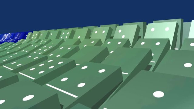 Happy New Year 2017 on falling domino bricks, 3D animation