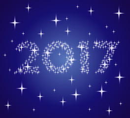 2017 stars numbers Blue background New Year composition vector illustration