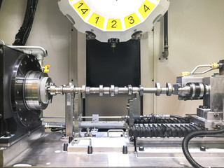 High precision CNC machining center working, operator machining