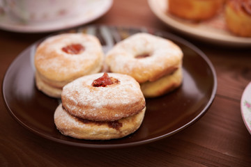 tea and sweets on a wooden table