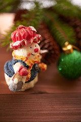 Christmas cones and toys on the table