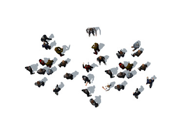 crowd of people isolated on white background - 3D rendering