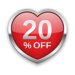 20% off silver badge, vector