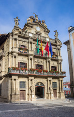 Fototapeta na wymiar City hall in the historical center of Pamplona