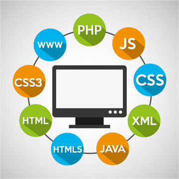 programming languages computer screen vector illustration eps 10