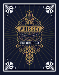 Retro logo for Whiskey or other products with Floral Frame