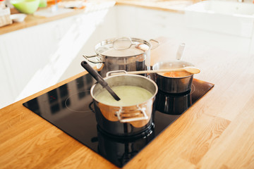 Lunch being made in modern kitchen