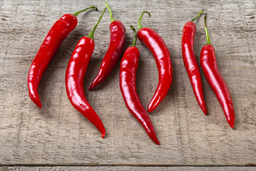 Red Chillies on Rustic Background