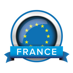 EU flag button with France ribbon