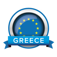 EU flag button with Greece ribbon