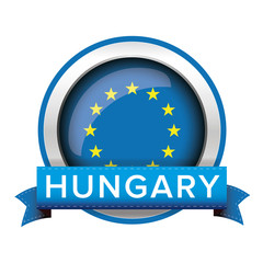 EU flag button with Hungary ribbon