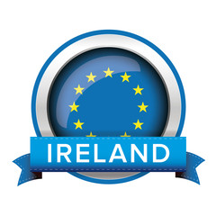 EU flag button with Ireland ribbon