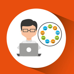 programmer languages working laptop vector illustration eps 10