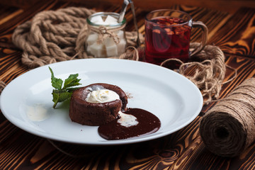Concept: restaurant menus, healthy eating, homemade, gourmands, gluttony. White plate with...