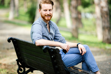 Fototapeta premium Businessman relaxing in nature