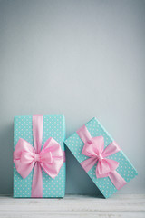Blue polka dots gift boxes