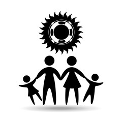 silhouette family vacation lifebuoy icon vector illustration eps 10