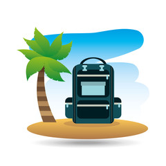 tropical vacation beach backpack vector illustration eps 10