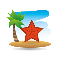 Fototapeta na wymiar tropical vacation beach sea starfish vector illustration eps 10