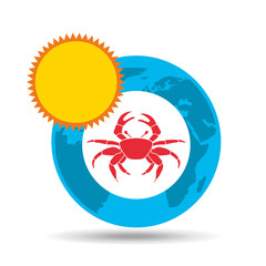 vacation around world sunny red crab vector illustration eps 10
