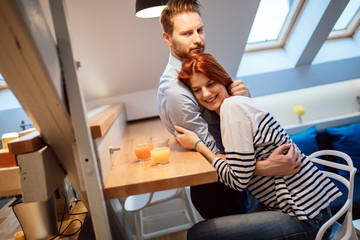Couple in love hugging