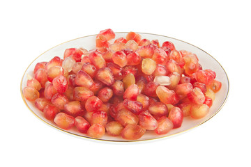 ripe red pomegranate isolated on white background