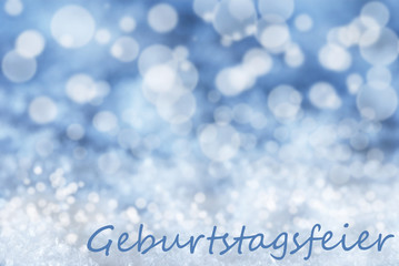 Blue Bokeh Christmas Background, Snow, Geburtstagsfeier Means Birthday Party