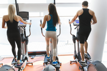 People training in gym