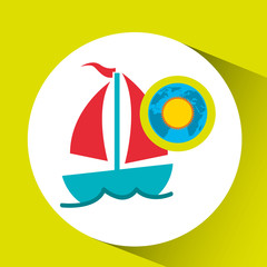 vacation around world sunny sailboat vector illustration eps 10