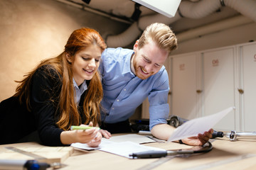 People working in modern beautiful workshop