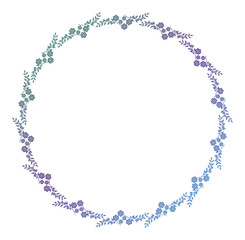 Beautiful round floral frame with gradient fill. 