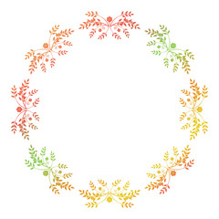Fototapeta na wymiar Beautiful round floral frame with gradient fill. 