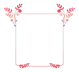Beautiful floral frame with gradient fill. Color silhouette  frame for 