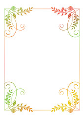 Beautiful vertical floral frame with gradient fill. 