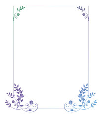 Beautiful vertical floral frame with gradient fill. 