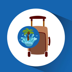 luggage water splash palm summer vacation vector illustration