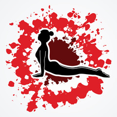 Obraz na płótnie Canvas Yoga pose designed on splatter ink background graphic vector.