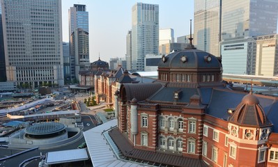 Landscape views, mountains, blue sky, fish, bridge.