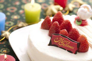 クリスマスケーキとキャンドル