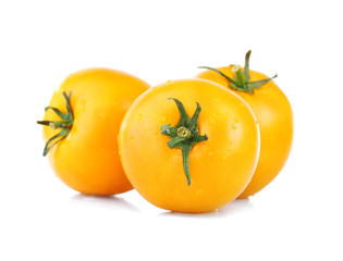 Yellow ripe tomatoes isolated on white