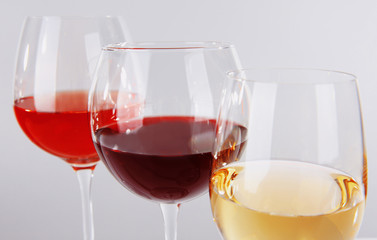 Wine glasses on white background