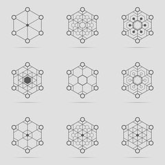 Set of abstract technology elements. Communication element. Science.