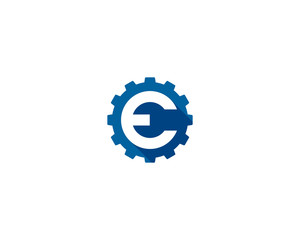 Obraz premium Letter Initial E Gear Logo Design Template