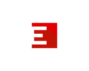 Letter Initial E Square Shadow Logo Design Template