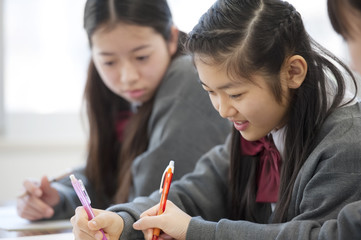 勉強をする中学生