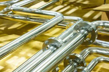 Industrial factory equipment stainless tubes Food automation.