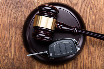 Car Key On Judges Gavel